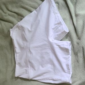 White alphalete spandex shorts